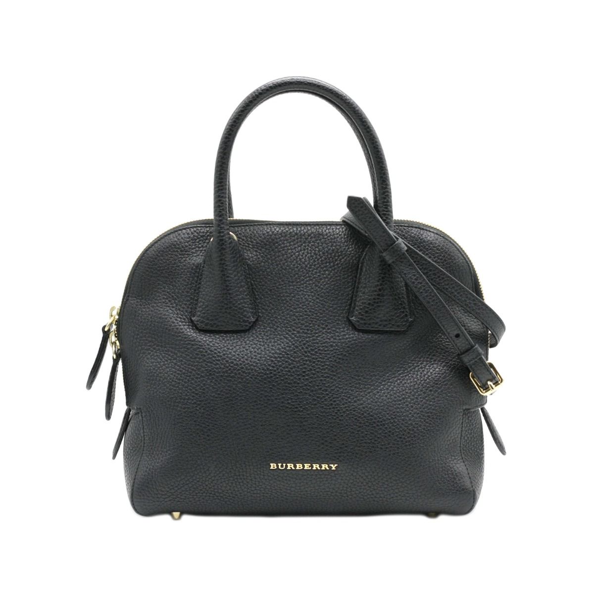 BURBERRY Black Grained Leather Greenwood Satchel