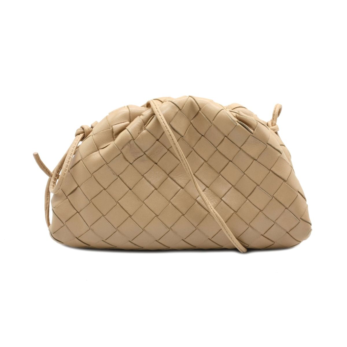 BOTTEGA VENETA Beige Intrecciato Leather Mini Pouch Bag