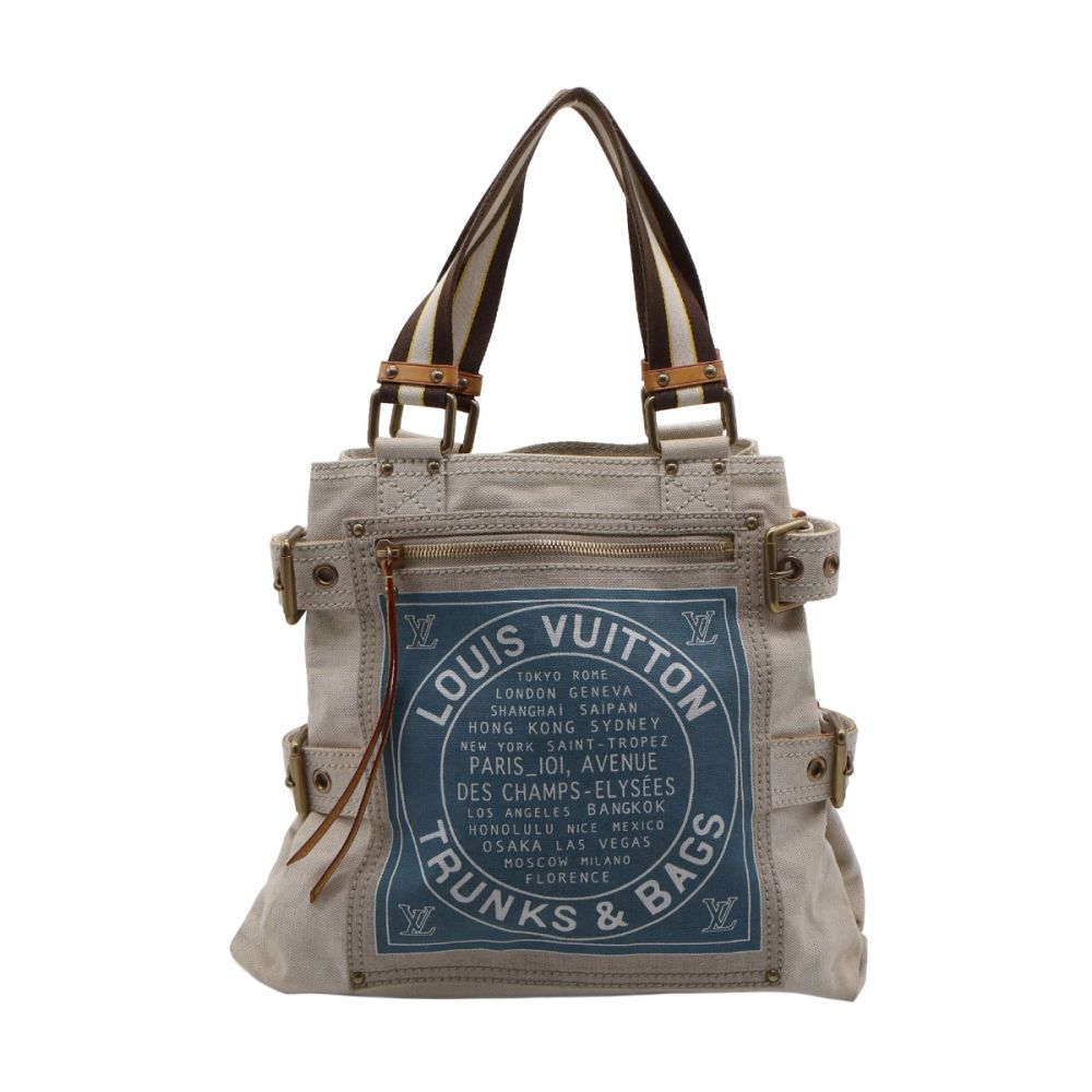 LOUIS VUITTON Blue Toile Globe Shopper Cabas Limited Edition MM Bag