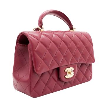CHANEL Lambskin Quilted Mini Top Handle Rectangular Flap Bag