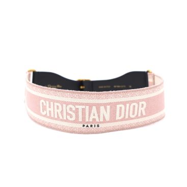 CHRISTIAN DIOR Pink and Cream 'CHRISTIAN DIOR' Embroidered Canvas Belt 75