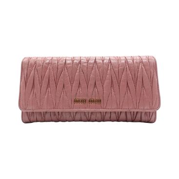 MIU MIU Pink Matelassé Long Wallet