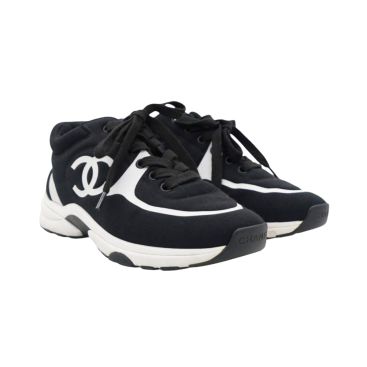 CHANEL Lycra CC Sneakers Black Size 35