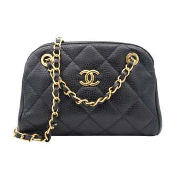 CHANEL Caviar Mini Boston Bag Black