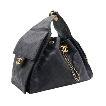 CHANEL Caviar Quilted Small Chanel 25 Handbag Black