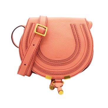 CHLOÉ Leather Small Marcie Saddle Bag Wood Rose