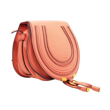 CHLOÉ Leather Small Marcie Saddle Bag Wood Rose