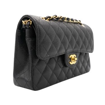 CHANEL Classic Flap Small Caviar Quilted Flap Bag Microchip