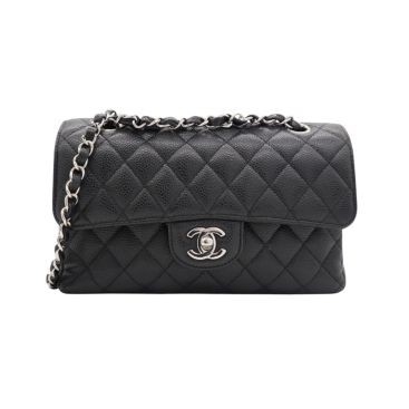 CHANEL Caviar Quilted Small Double Flap Bag Black