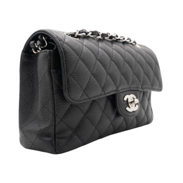 CHANEL Caviar Quilted Small Double Flap Bag Black