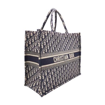 CHRISTIAN DIOR Oblique Book Tote Blue Multicolor Large