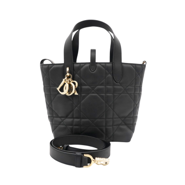 CHRISTIAN DIOR Macrocannage Small Toujours Vertical Tote Black