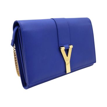 SAINT LAURENT Ligne Y Clutch Bag Blue
