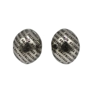 BALENCIAGA Silver Logo Dome Earrings
